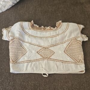 For Love And Lemons Cream and Tan Embroidered Blouse